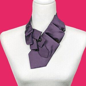 Ogsplosh Formal Beaded Ascot Tie Made From Repurposed Purple Necktie & Beads